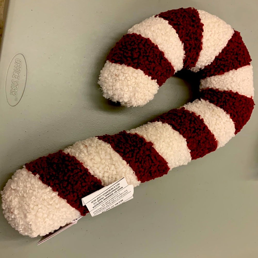 Pottery Barn Candy Cane Faux Fur Pillow